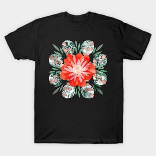 Desert Cactus Flower Moons Mandala Negative Painting T-Shirt